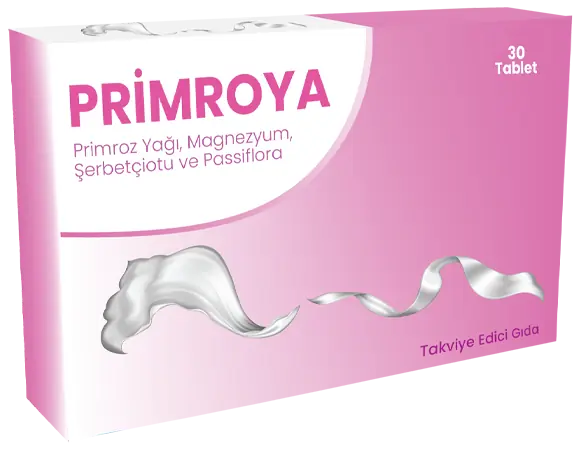 Neu Pharma Primroya Tablet Primroz Yağı Magnezyum Şerbetçiotu Pasiflora Takviyesi 30 Tablet kutu ve ambalaj