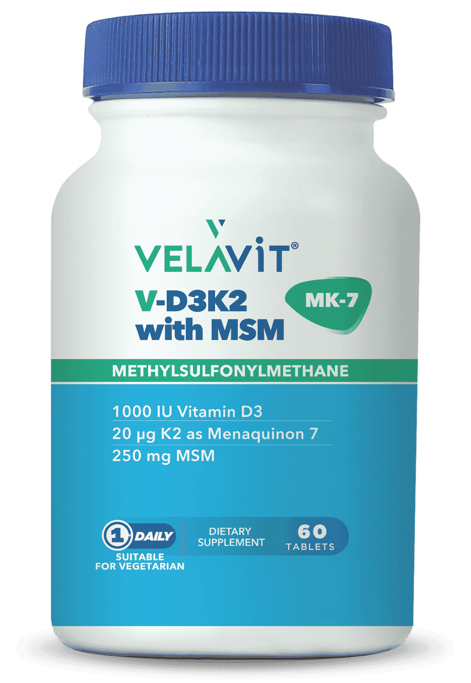 Velavit V-D3K2 MSM D3 K2 Vitamini ve MSM İçeren Takviye 60 Tablet