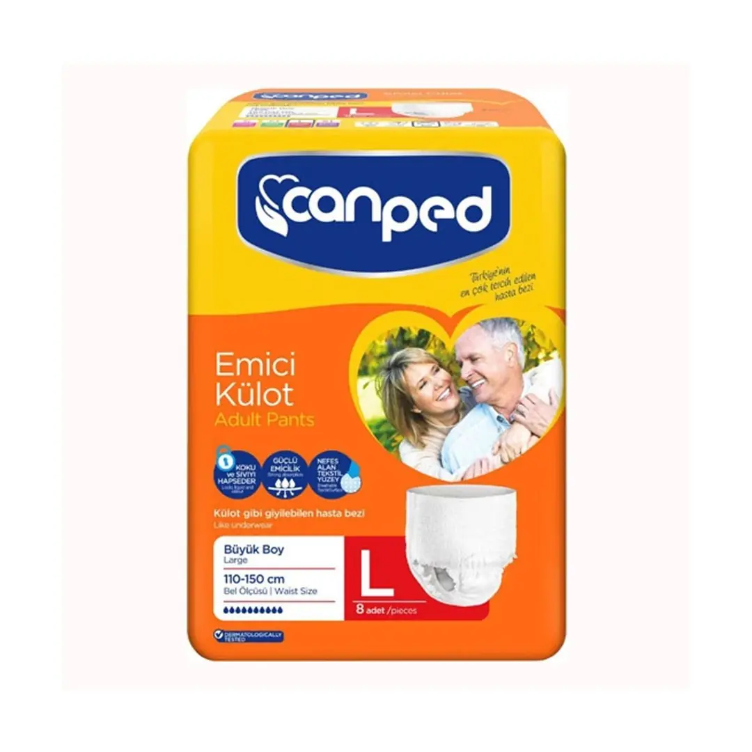 Canped Emici Külot Büyük Boy (L) Ekonomik Paket 30 Adet (110-150 cm) ürün ve ambalaj