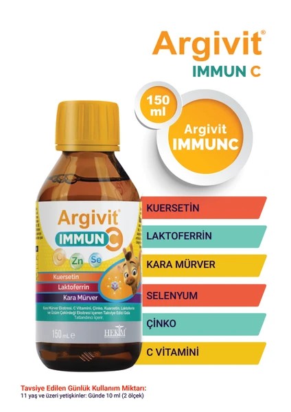 Argivit Immun C Sıvı Kara Mürver ve C Vitamini Takviyesi 150 ml
