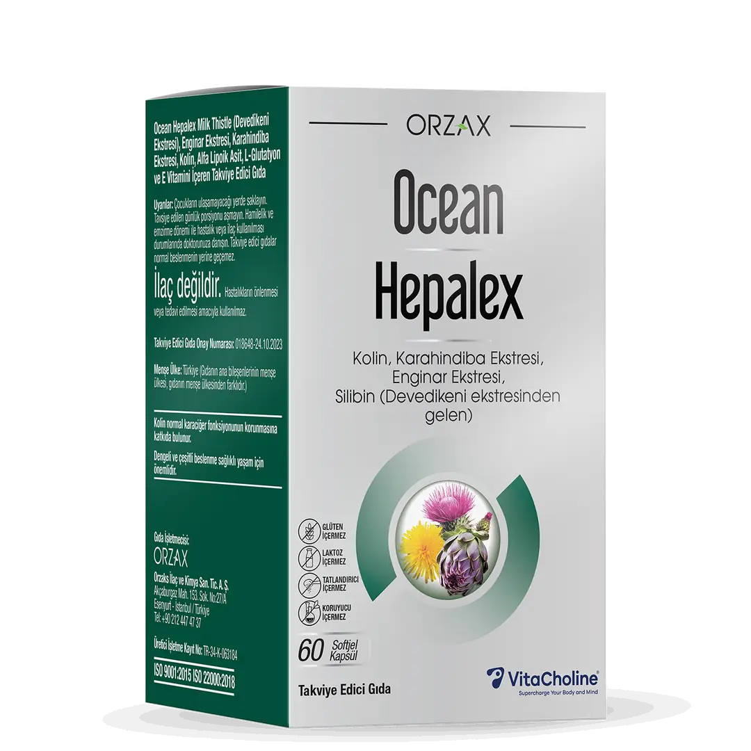 Orzax Ocean Hepalex Karaciğer Destek Kapsül 60 Adet kutu ve ambalaj