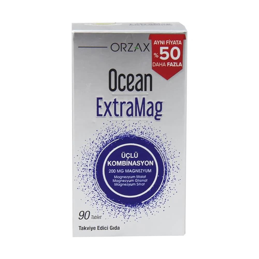 Orzax Ocean Extramag 90 Tablet Aynı Fiyata %50 Daha Fazla kutu ve ambalaj