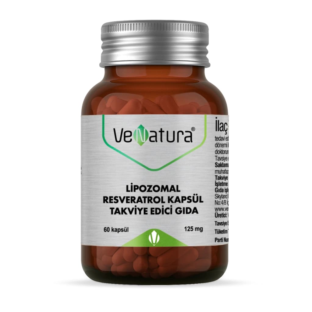 VeNatura Lipozomal Resveratrol 125 mg Antioksidan 60 Kapsül kutu ve ambalaj