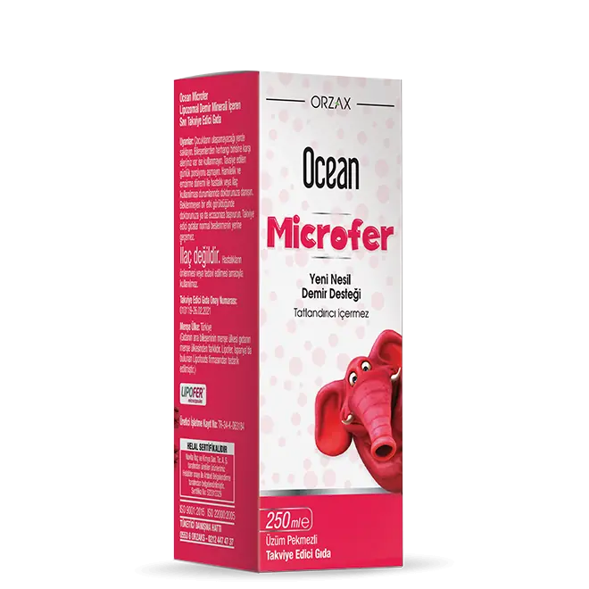 Orzax Ocean Microfer Lipozomal Demir Sıvı Yüksek Emilim 250 ml kutu ve ambalaj