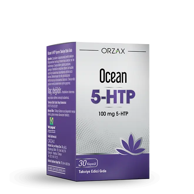Orzax Ocean 5 HTP 100 mg Ruh Hali Desteği 30 Kapsül kutu ve ambalaj