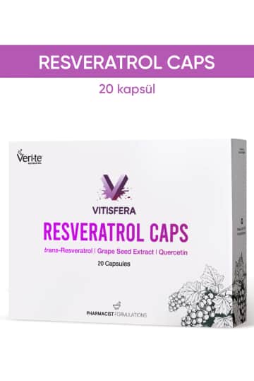 Vitisfera Resveratrol Caps Kapsül, Resveratrol, Üzüm Çekirdeği Ekstresi ve Kuersetin İçeren Takviye Edici Gıda 20 Kapsül