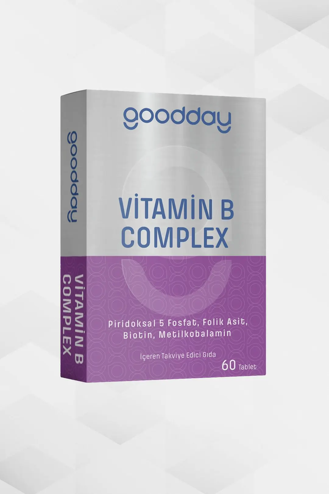GoodDay Vitamin B Complex Tablet (P5P Folik Asit Biotin Metilkobalamin) 60 Tablet kutu ve ambalaj