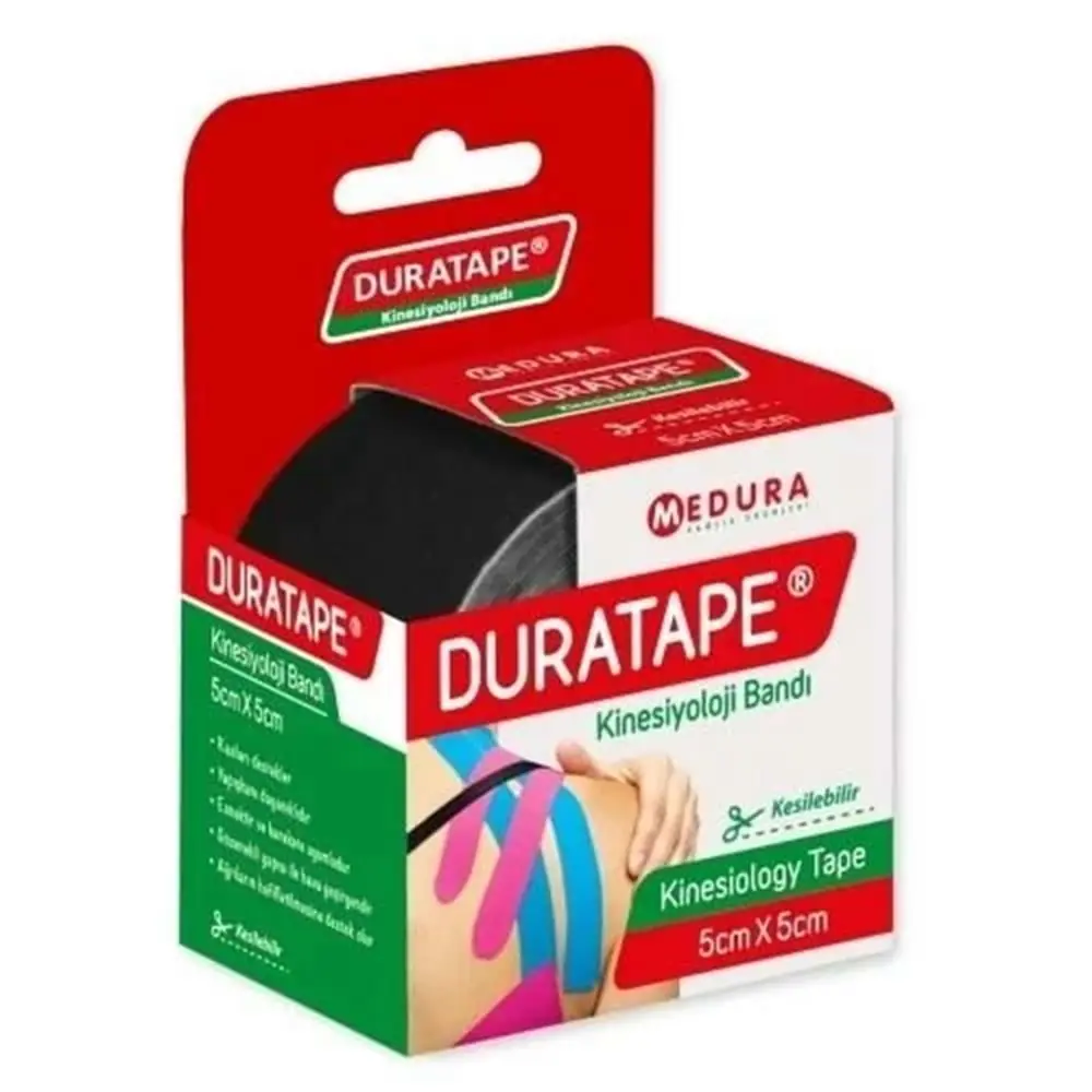 Duratape Kinesiyoloji Bandı Siyah 5 cm x 5 Metre ürün ambalajı