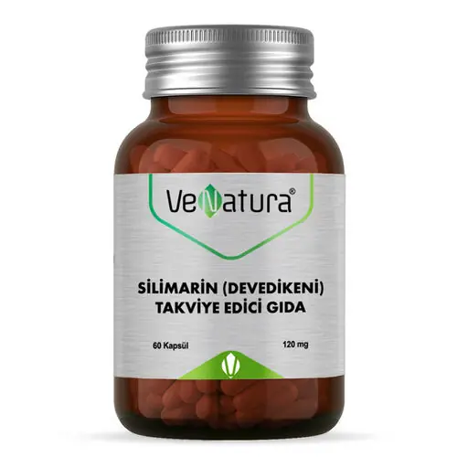 Venatura Silimarin Devedikeni Kapsül Devedikeni İçeren Takviye Edici Gıda 60 Kapsül kutu ve ambalaj