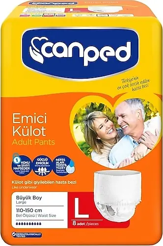 Canped Emici Külot Büyük Boy (L) 8 Adet (110-150 cm) ürün ve ambalaj