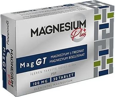 GoodDay Magnesium Plus Mag GT Tablet (Magnezyum L-Treonat ve Bisglisinat) 30 Tablet kutu ve ambalaj
