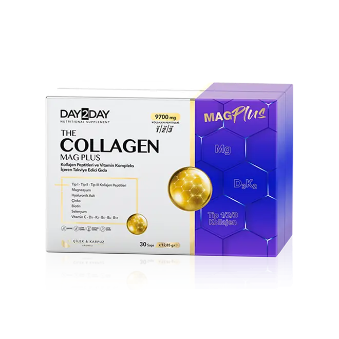 Day2day The Collagen Mag Plus Magnezyumlu Kolajen 30 Poşet kutu ve ambalaj