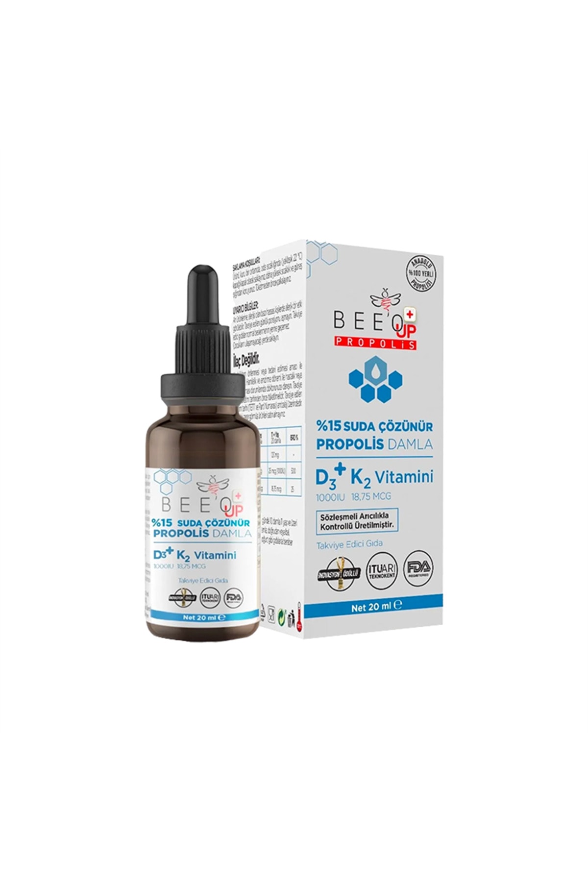 Beeo Up Suda Çözünür Propolis D3 K2 Damla 20 ml