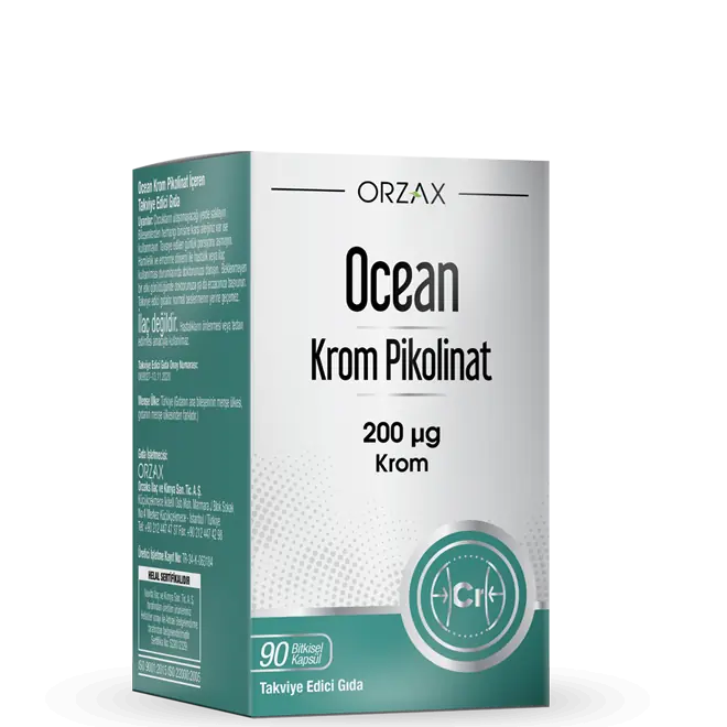 Orzax Ocean Krom Pikolinat Kan Şekeri Dengeleyici 90 Kapsül ürün ve ambalaj