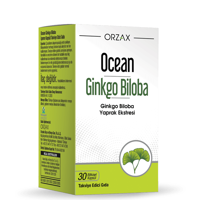 Orzax Ocean Ginkgo Biloba 120 mg Beyin ve Hafıza 30 Kapsül