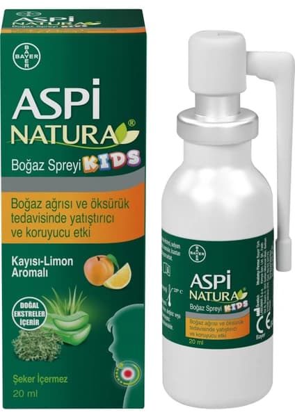 Aspi Natura Kids Çocuk Boğaz Spreyi Doğal İçerikli 20 ml ürün görseli