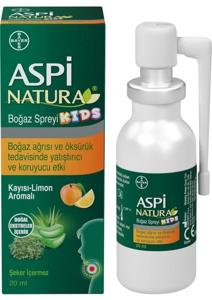 Aspi Natura Kids Çocuk Boğaz Spreyi Doğal İçerikli 20 ml