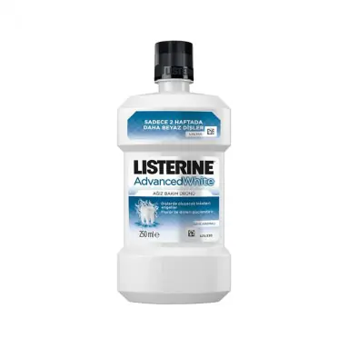 Listerine Advanced White Hafif Tat Beyazlatıcı Ağız Suyu 500 ml kutu ve ambalaj