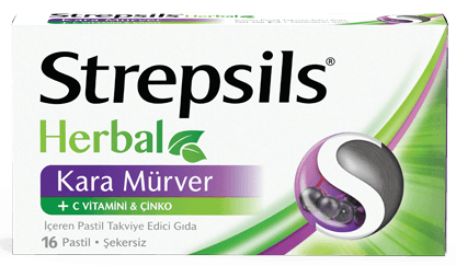 Strepsils Herbal Kara Mürver Pastil Kara Mürver Takviyesi 16 Pastil