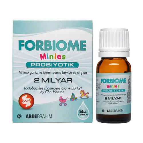 Forbiome Minies Probiyotik Damla Bebekler İçin 8 ml kutu ve ambalaj