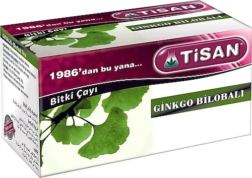 Tisan Ginkgo Biloba Çayı Bitkisel Destek 20 Süzen Poşet kutu ve ambalaj