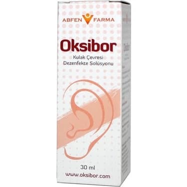 Oksibor Kulak Çevresi Dezenfekte Solüsyonu %1.5 30 ml Şişe ürün ambalajı