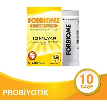 Forbiome Probiyotik Saşe Sindirim Destekleyici 10 Saşe kutu ve ambalaj
