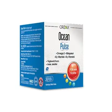 Ocean Pulse Yumuşak Jelatin Kapsül, Balık Yağı, K2, D Vitamini ve Koenzim Q10, 30 Kapsül