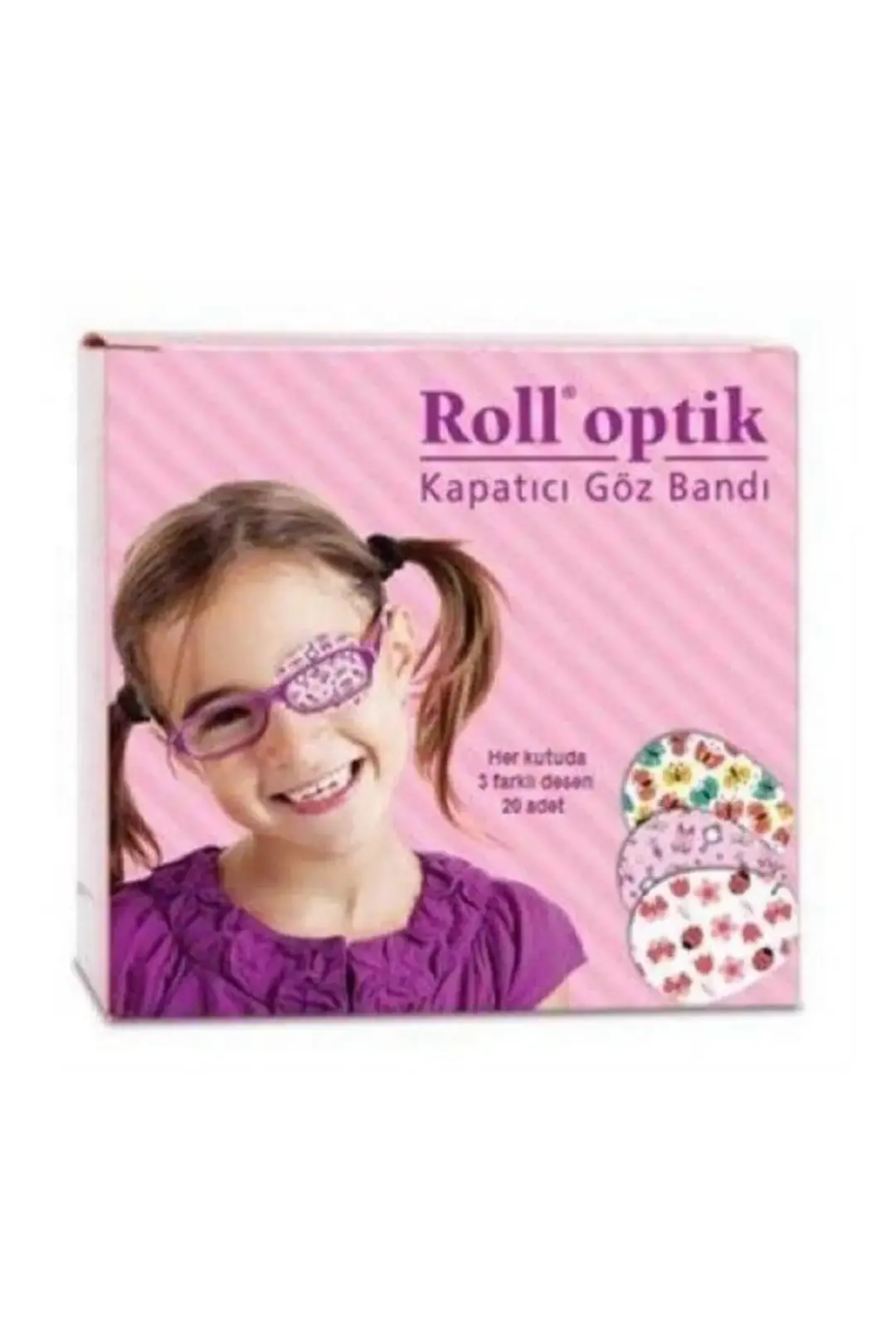 Kurmed Optik Renkli Göz Kapama Pedi Kız Çocuk 20 Adet ürün ambalajı