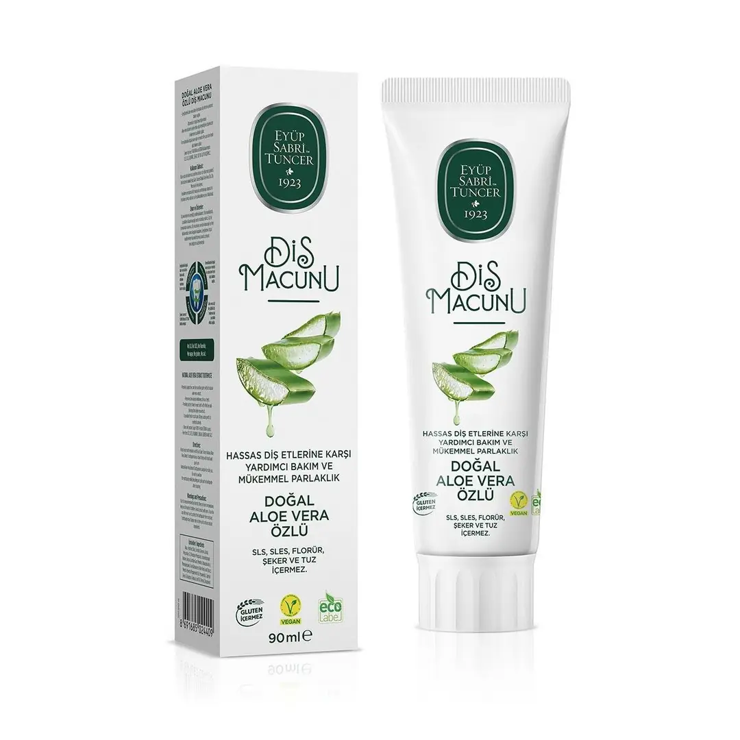 Eyüp Sabri Tuncer Doğal Aloe Vera Özlü Diş Macunu 90 ml ürün ambalajı