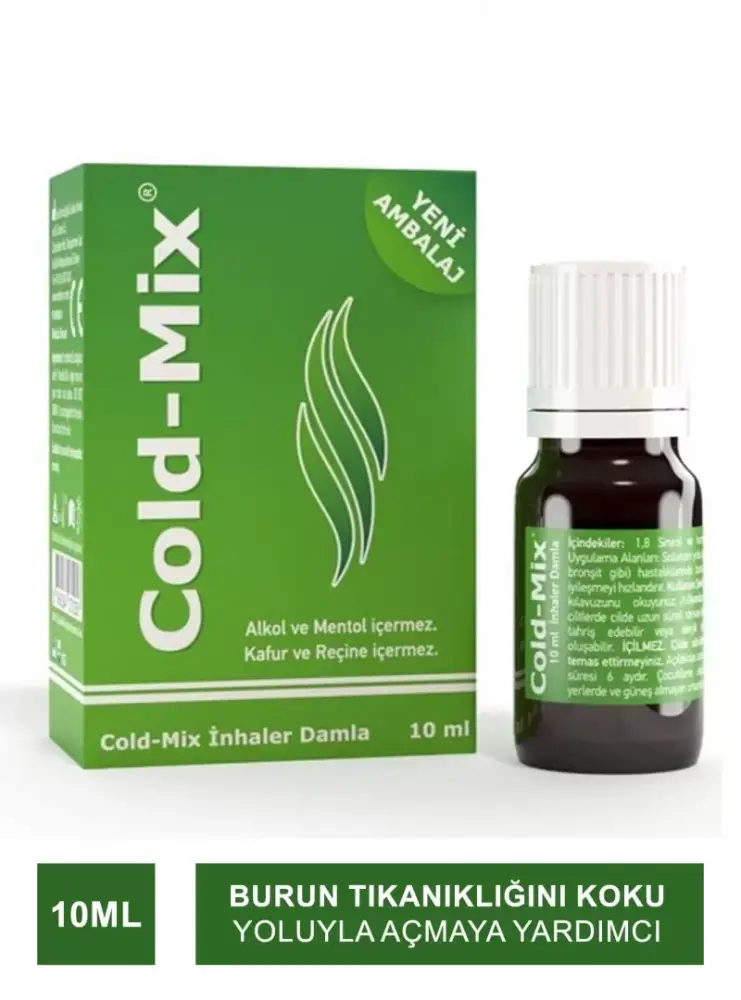 Cold-Mix İnhaler Damla Burun Açıcı ve Rahatlatıcı 10 ml ürün ve ambalaj