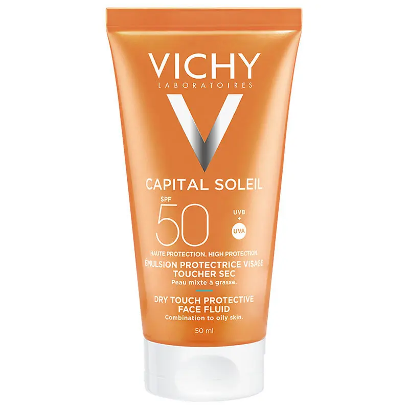 Vichy Capital Soleil Dry Touch Fluid SPF50+ 50 ml ürün ambalajı