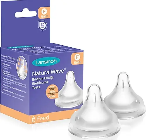 Lansinoh Natural Wave Biberon Emziği - Hızlı Akış (2 Adet) ürün ve ambalaj