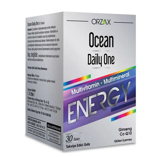 Orzax Ocean Daily One Energy Tablet 30 Tablet kutu ve ambalaj