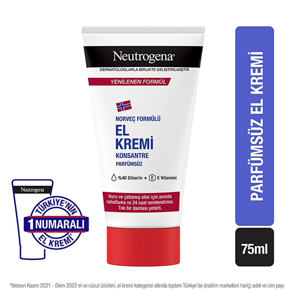 Neutrogena El Kremi Parfümsüz 75 ml ürün ambalajı