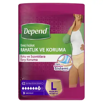 Depend Emici Külot Kadın Büyük 9'lu
