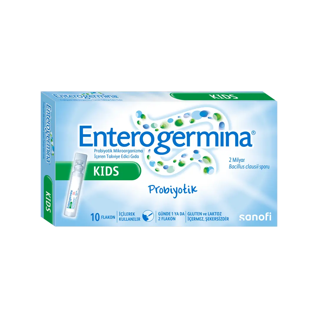 Enterogermina Kids Probiyotik Mikroorganizma Takviyesi 10x5 ml kutu ve ambalaj