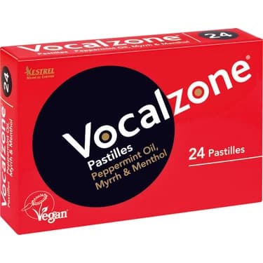 Vocalzone Pastil Nane Yağı Mürrisafi İçeren Takviye Edici Gıda 24 Pastil kutu ve ambalaj