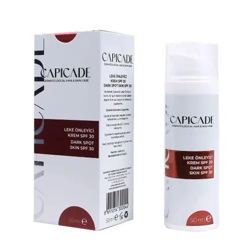 Capicade Leke Giderici Güneş Kremi SPF30 50 ml ürün ambalajı