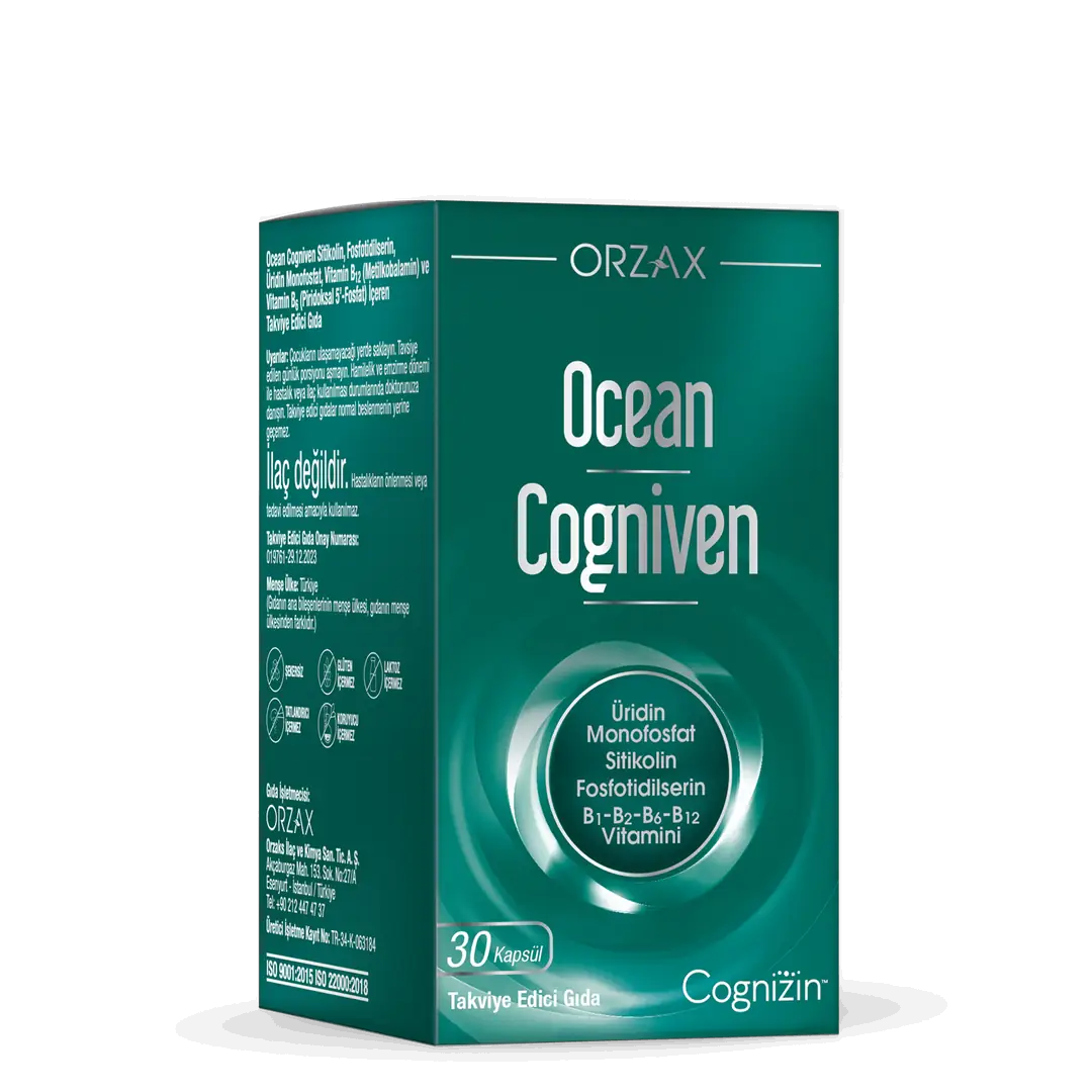 Orzax Ocean Cogniven Beyin Desteği Takviyesi 30 Kapsül kutu ve ambalaj