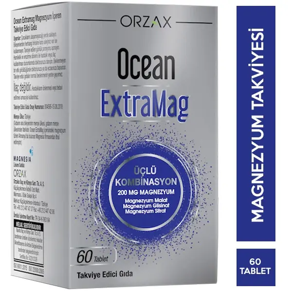 Orzax Ocean Extramag Tablet 60 Tablet kutu ve ambalaj