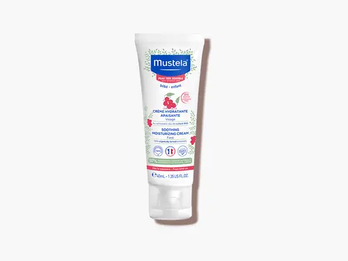 Mustela Çok Hassas Ciltler İçin Rahatlatıcı Bebek Yüz Kremi 40 ml ürün ambalajı
