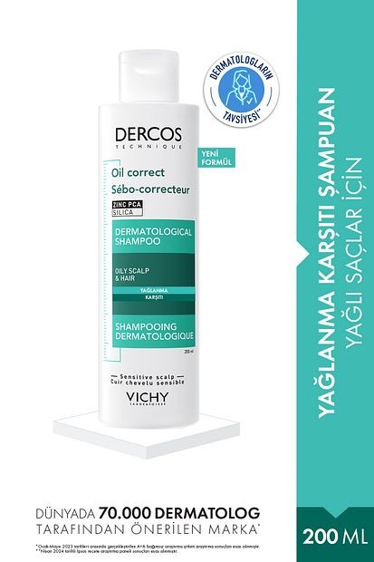 Vichy Dercos Oil Correct Yağlanma Karşıtı Şampuan 200 ML