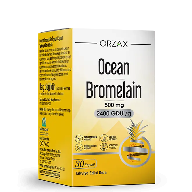 Orzax Ocean Bromelain Kapsül 500 mg 30 Adet