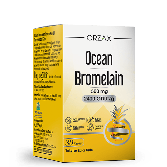 Orzax Ocean Bromelain 500 mg Ananas Enzimi 30 Kapsül