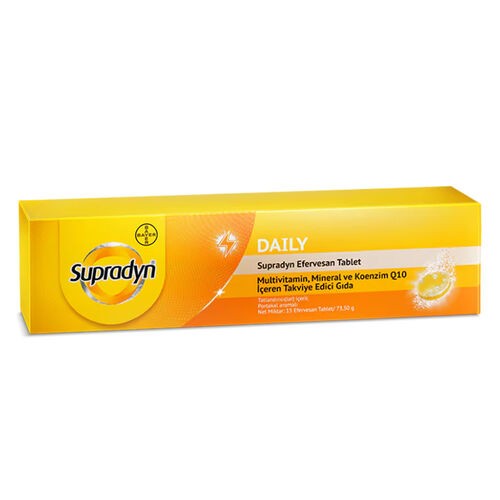SUPRADYN EFERVESAN TABLET MULTİVİTAMİN, MİNERAL VE KOENZİM Q10 İÇEREN TAKVİYE EDİCİ GIDA 15 TABLET