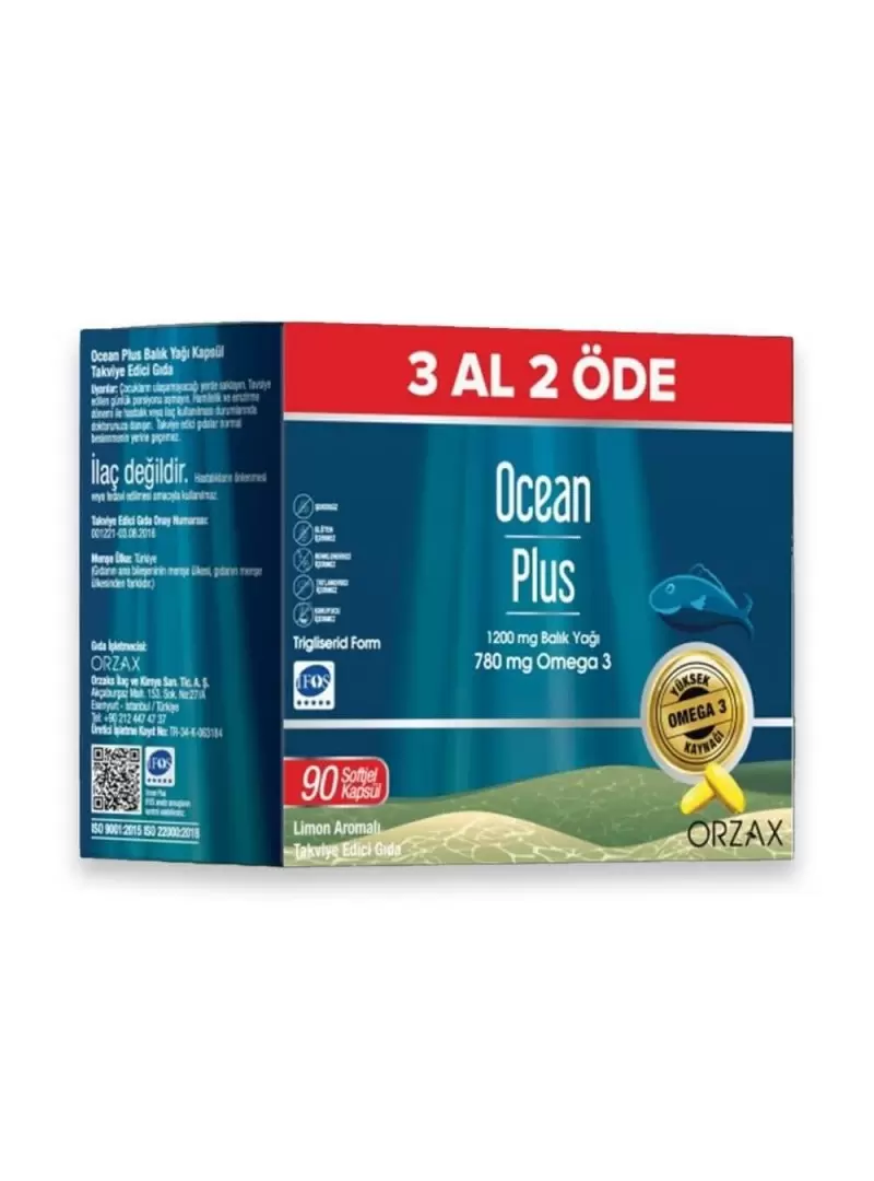 Orzax Ocean Plus Softjel Omega 3 3 Al 2 Öde Kampanyası kutu ve ambalaj
