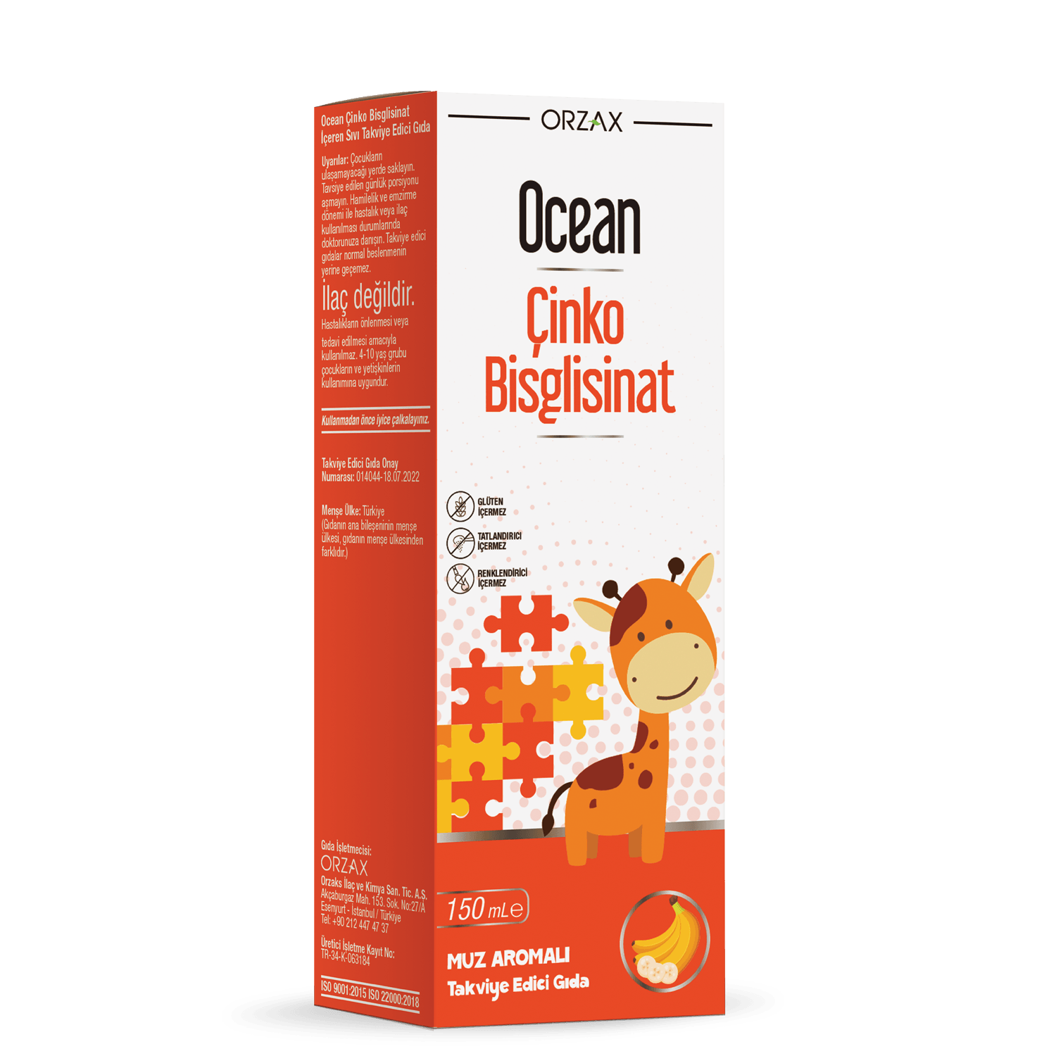 Orzax Ocean Çinko Bisglisinat Sıvı Takviye 150ml