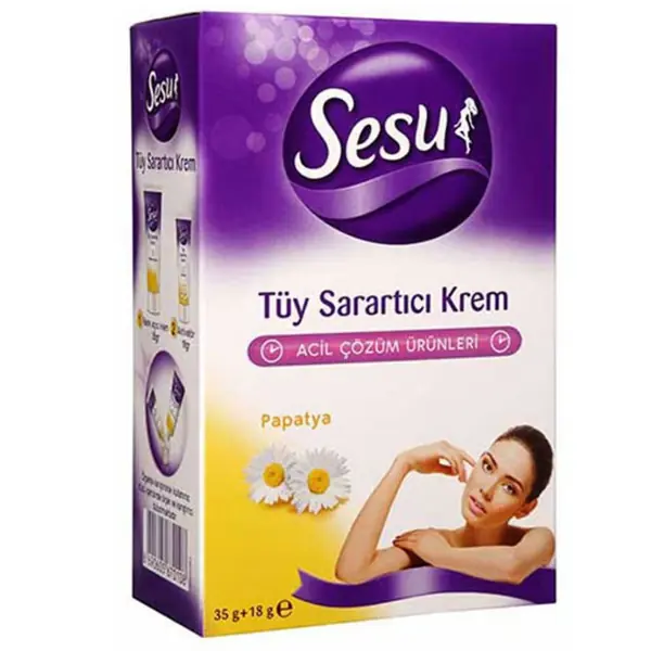 Sesu Tüy Sarartıcı Krem 35 gr + 18 gr ürün ambalajı