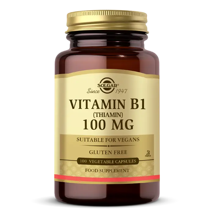 Solgar Vitamin B1 Thiamin 100 mg Kapsül 100 Kapsül kutu ve ambalaj
